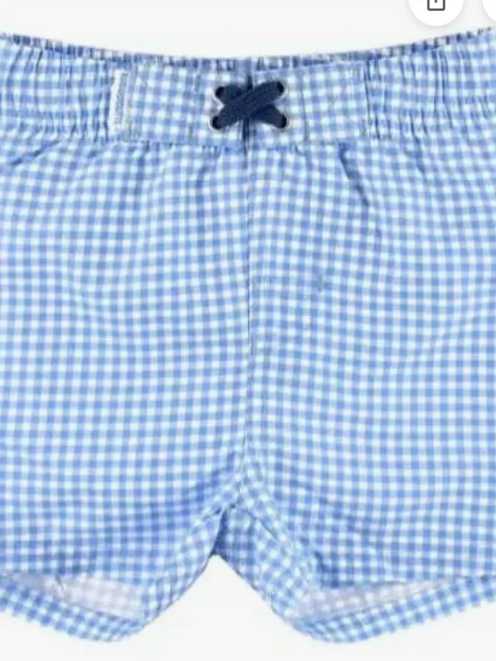 Boys Blue Gingham & Star Print Swim Shorts Set - Navy & Light Blue